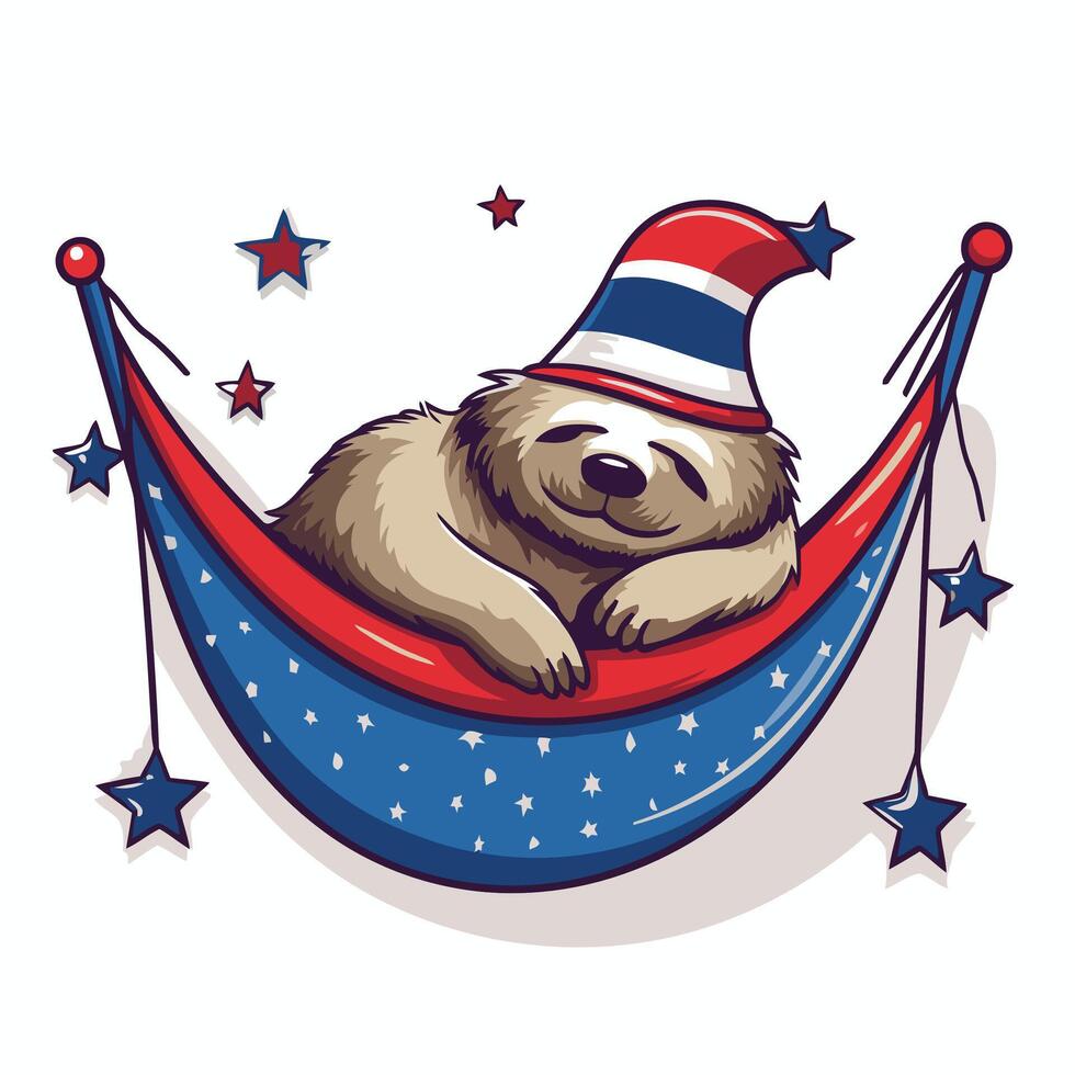 Cute dog sleeping in a hammock Cartoon illustration vector