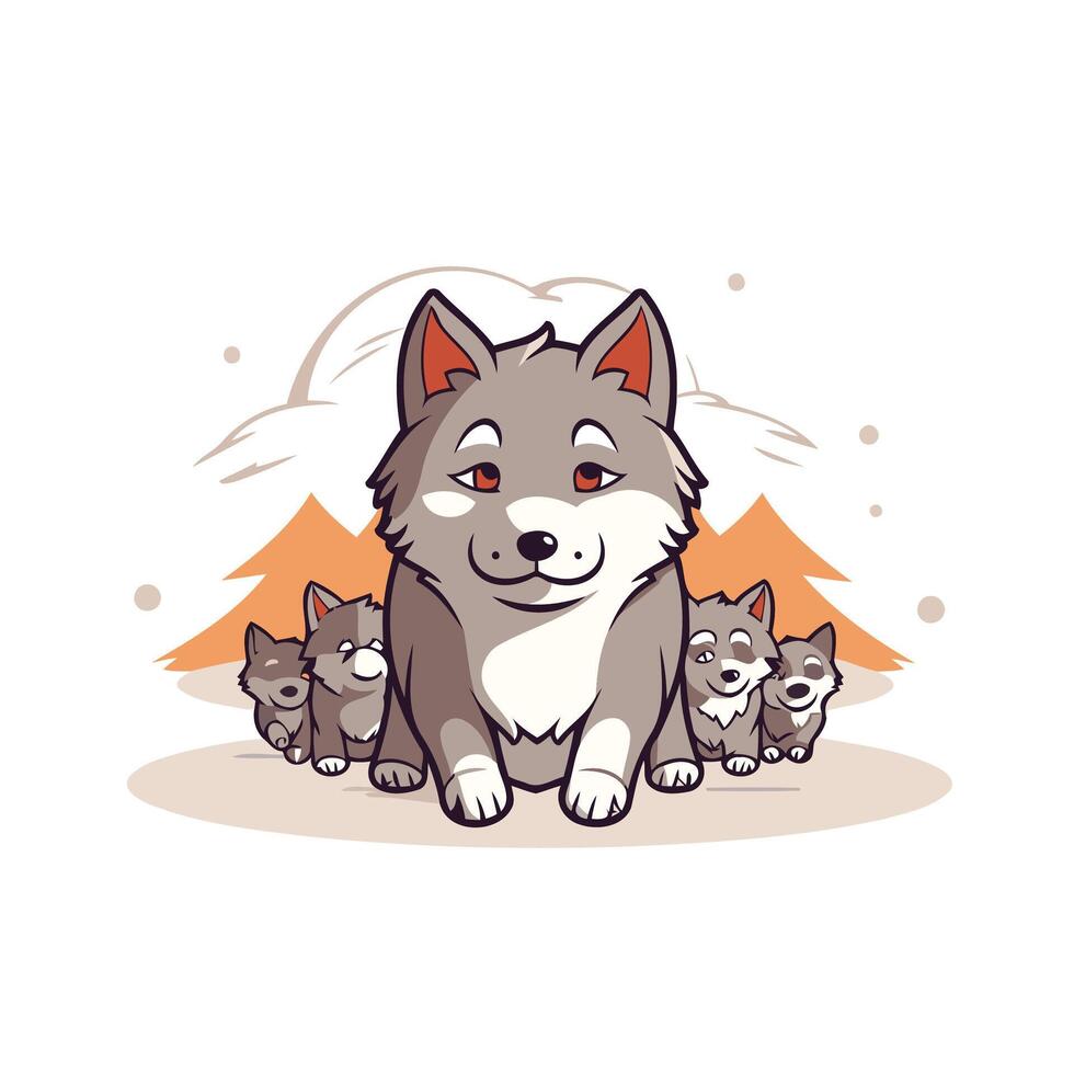 Siberian husky family element illustration of a cute dog vector