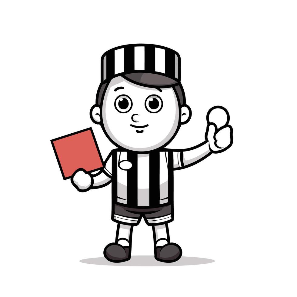 Referee Cartoon Mascot Character With Red Card element Illustration vector