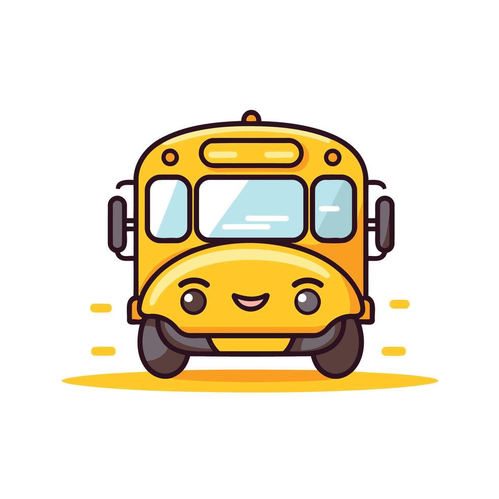 Cute school bus character element illustration in a flat style vector