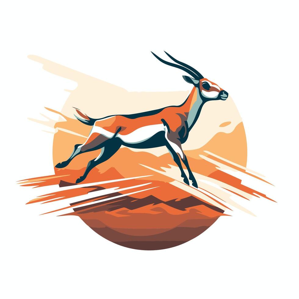 Gazelle in the mountains illustration on white background vector