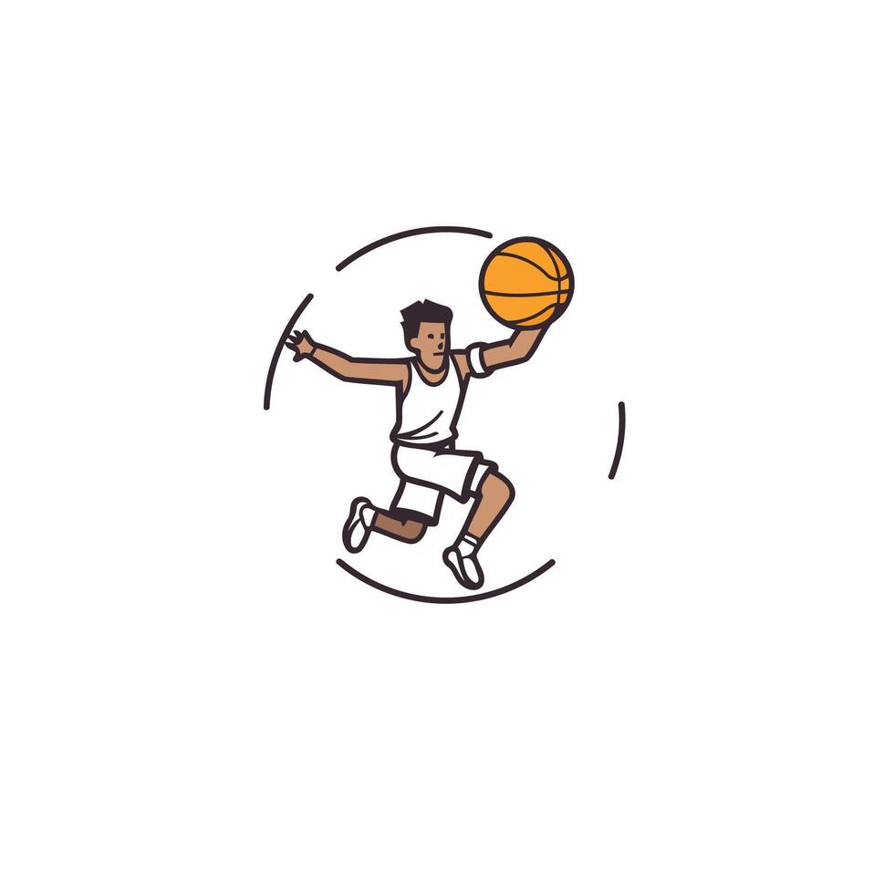 Basketball player with ball line icon on white background illustration vector