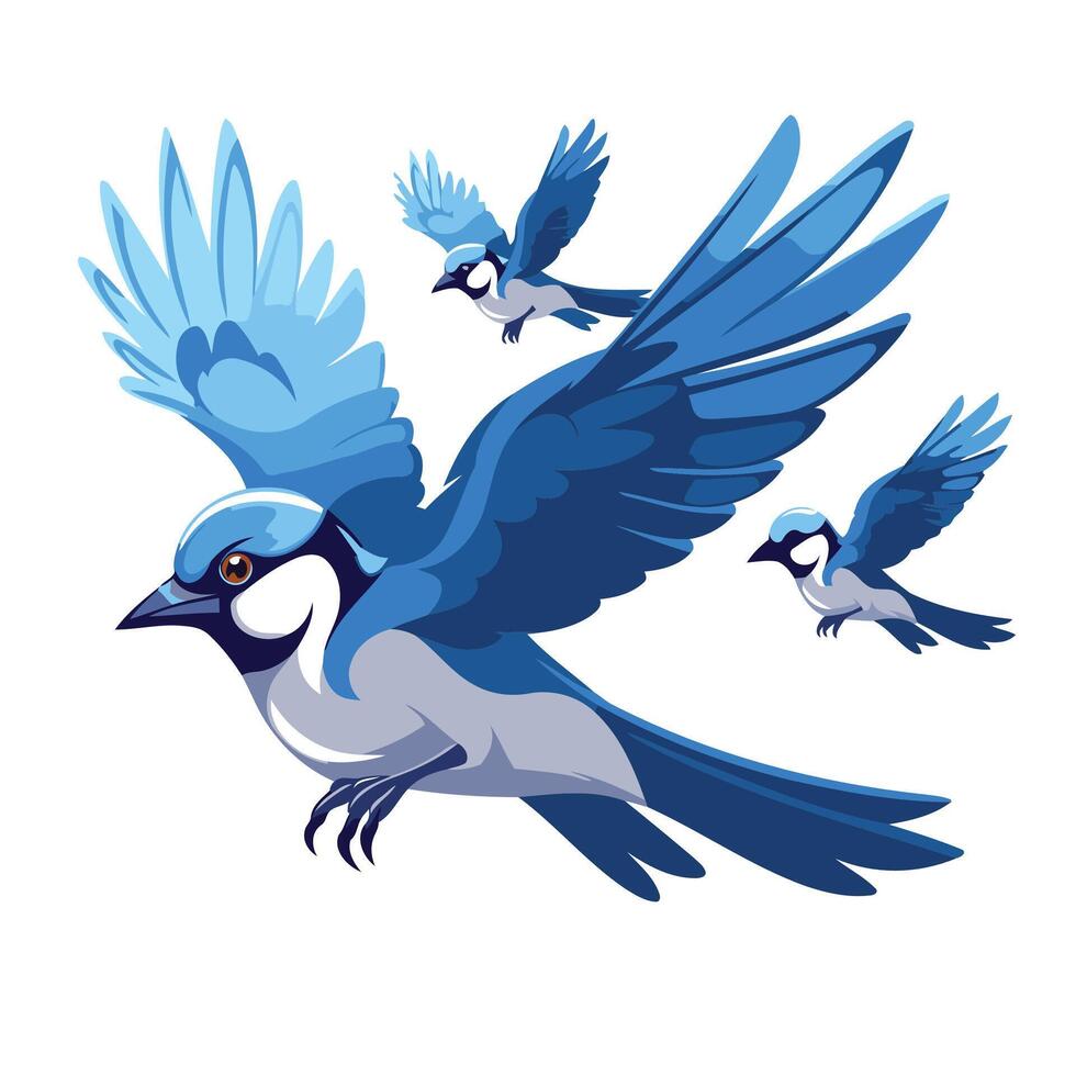 element illustration of a flying swallow with a flock of birds on a white background vector