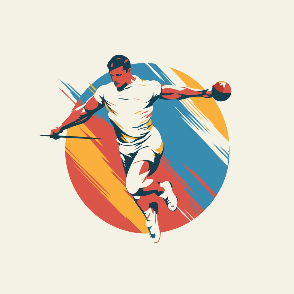 Handball player action cartoon graphic element Handball sport graphic illustration vector