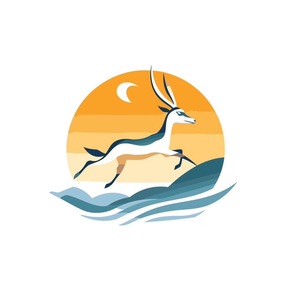 Antelope element logo design template Creative antelope logo concept vector