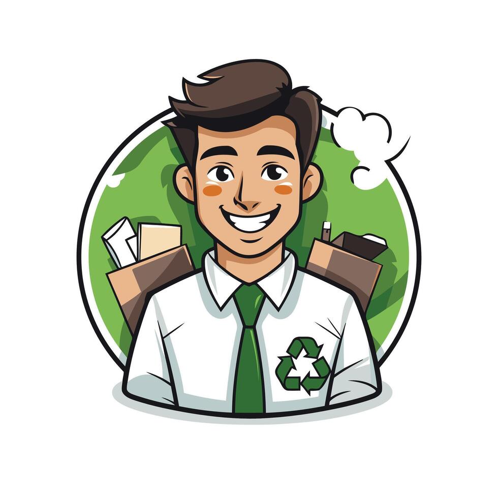Ecology man cartoon icon element illustration graphic design element illustration graphic design vector