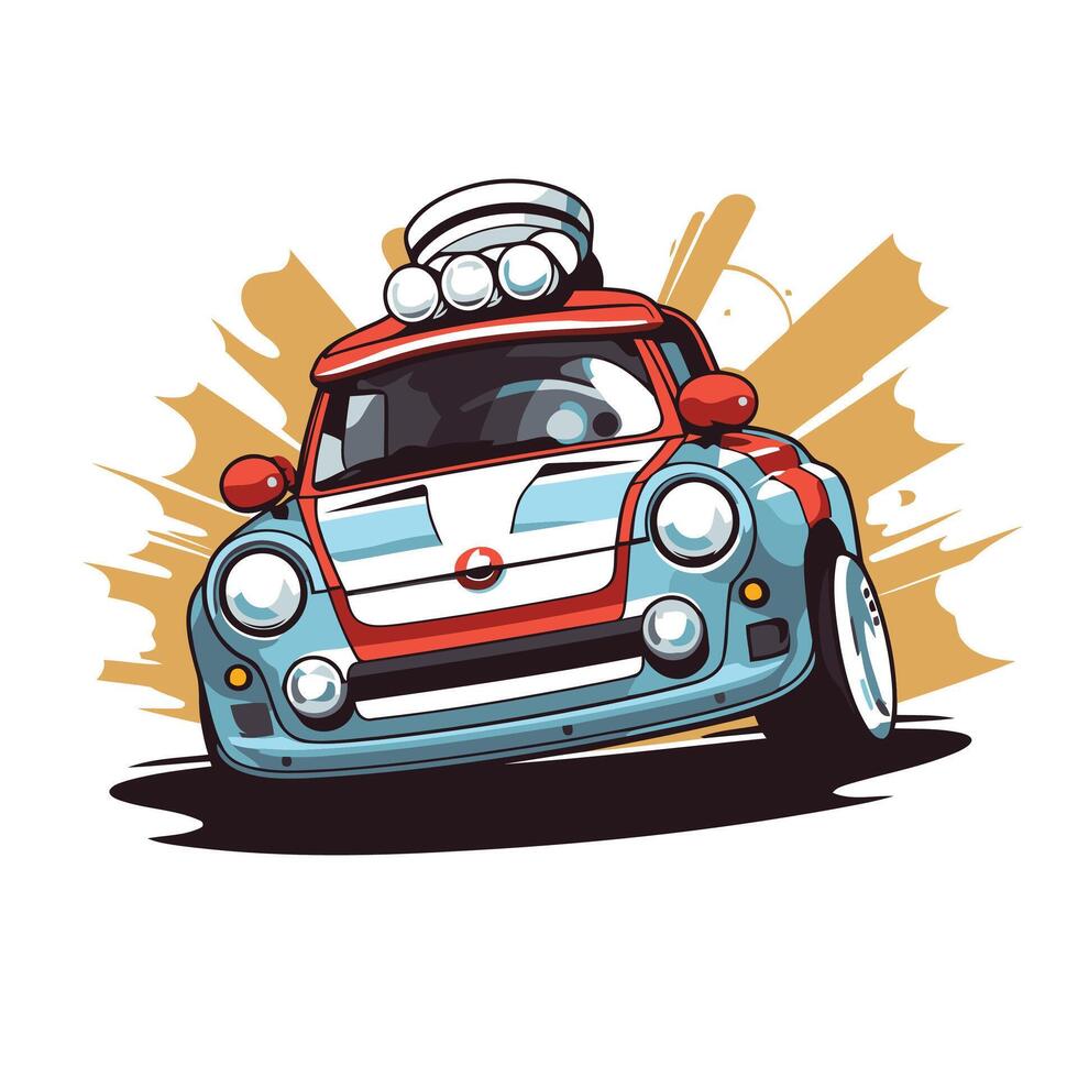 Retro car illustration on a white background Cartoon style vector