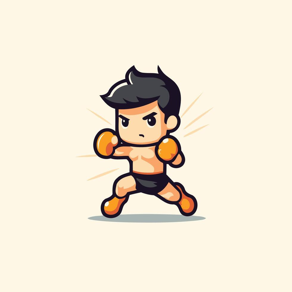 Cartoon boxer character illustration Mascot design vector