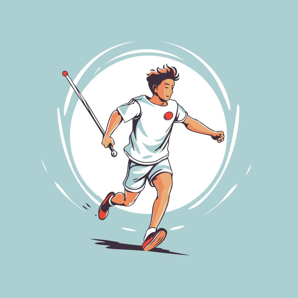 Badminton player illustration of a man playing golf vector