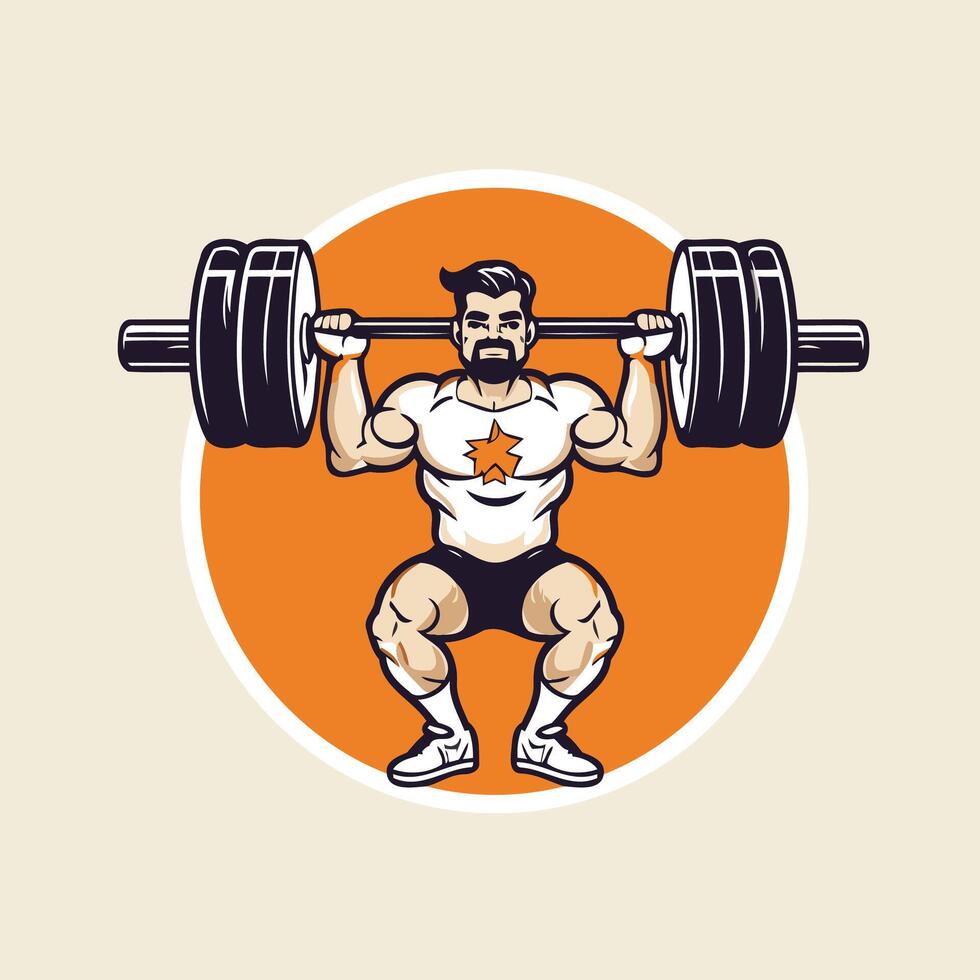 Bodybuilder with barbell illustration of a bodybuilder lifting a barbell vector