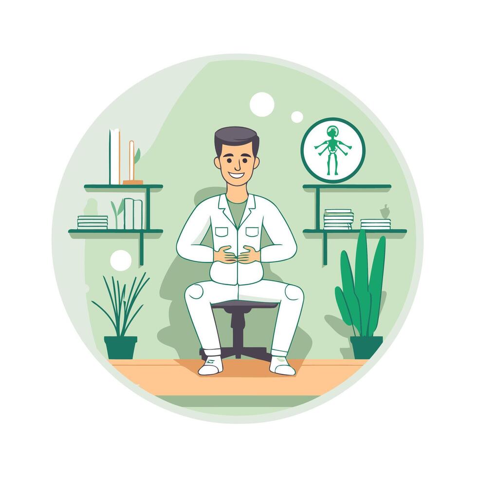 Doctor with a stethoscope sitting on a chair illustration vector