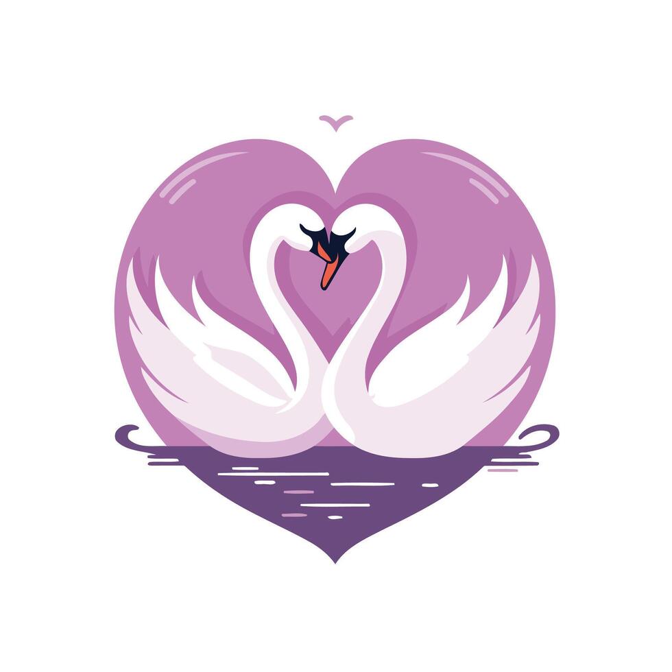 couple of swans couple in heart love icon element illustration design vector