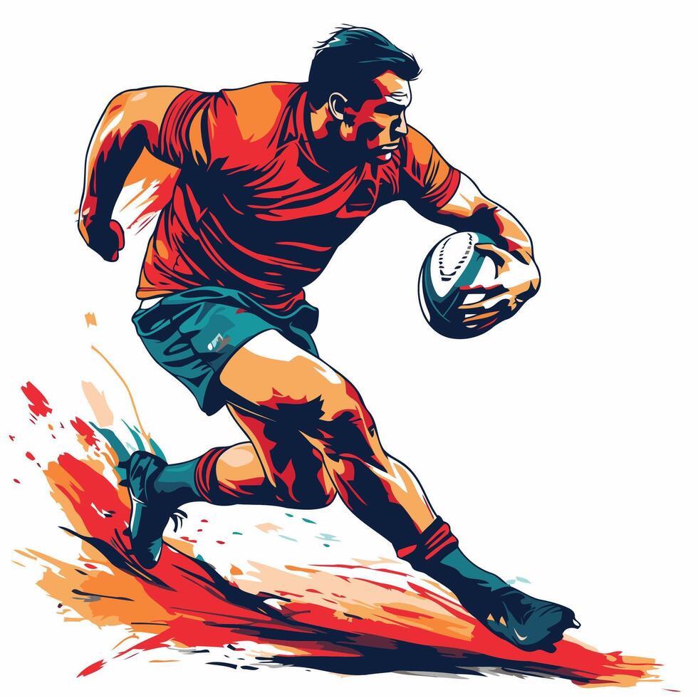 Rugby player with ball illustration of rugby player vector