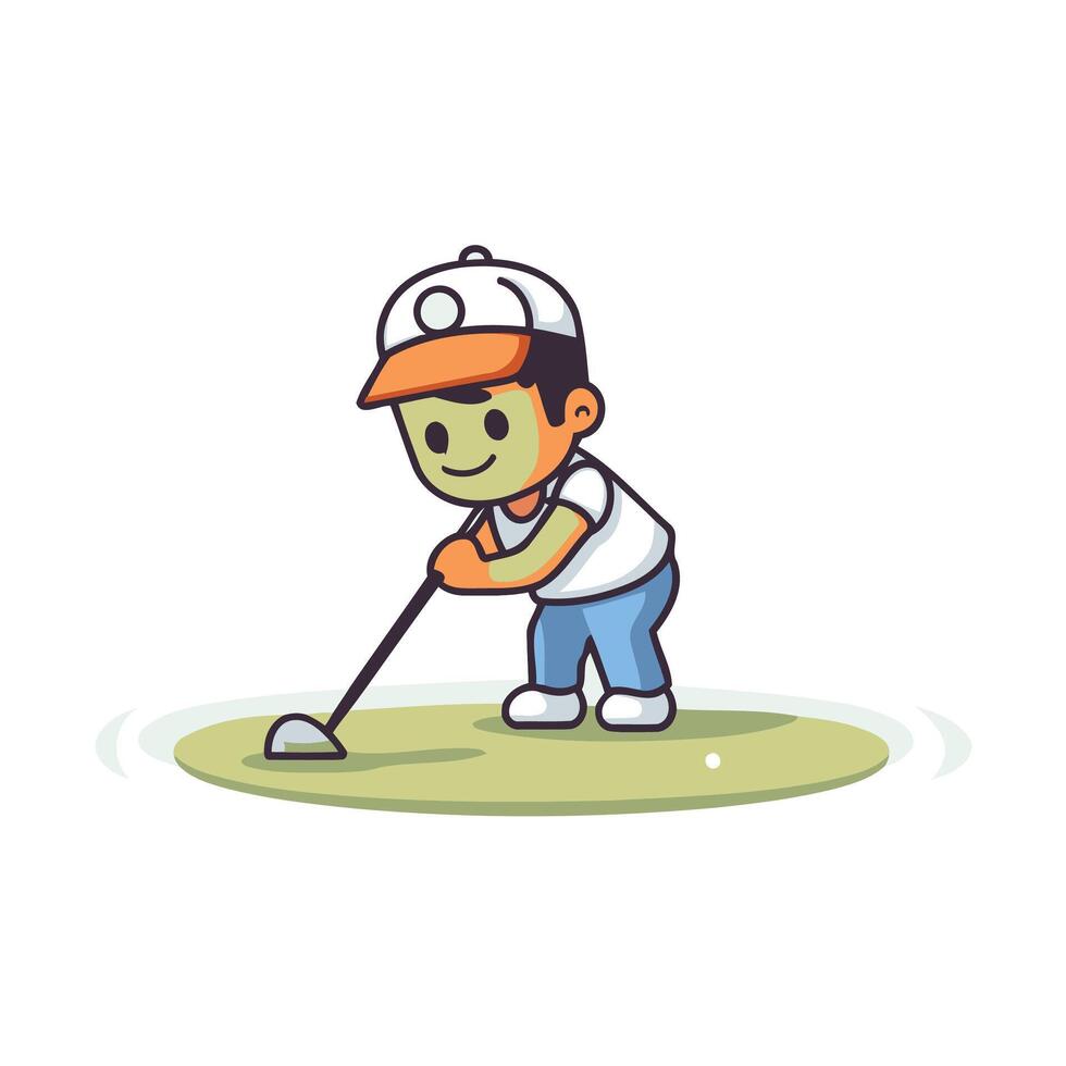 Cartoon golfer illustration on white background Isolated vector