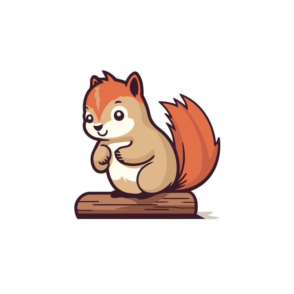 Cute squirrel cartoon character illustration isolated on white background vector