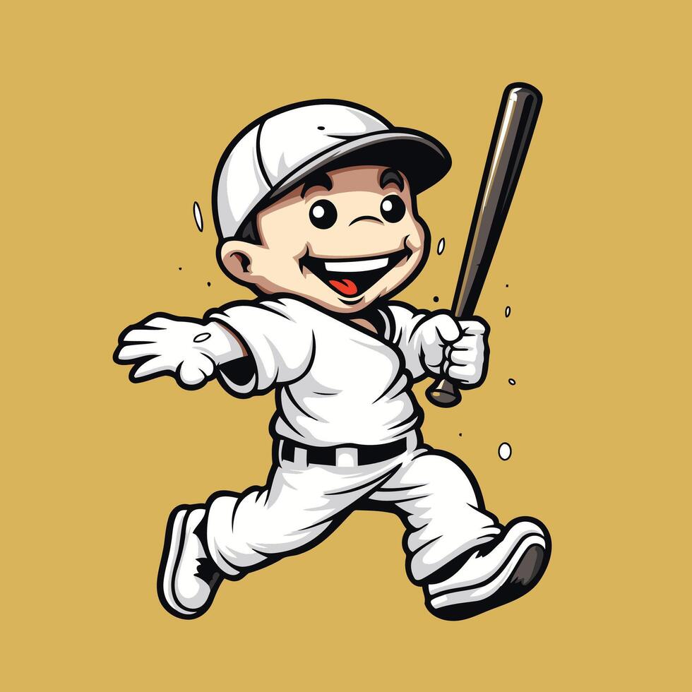 Baseball Player Cartoon Mascot Character Mascot Illustration vector