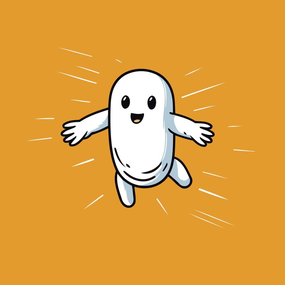 Cute ghost illustration Isolated on orange background vector