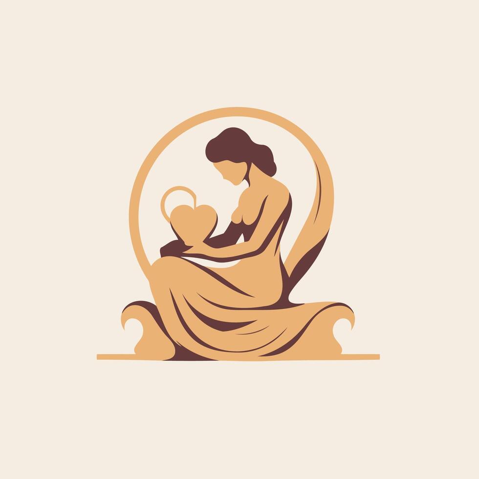 Pregnant woman with baby Jesus illustration in retro style vector