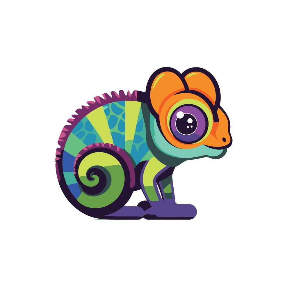 Cartoon chameleon isolated on white background illustration vector