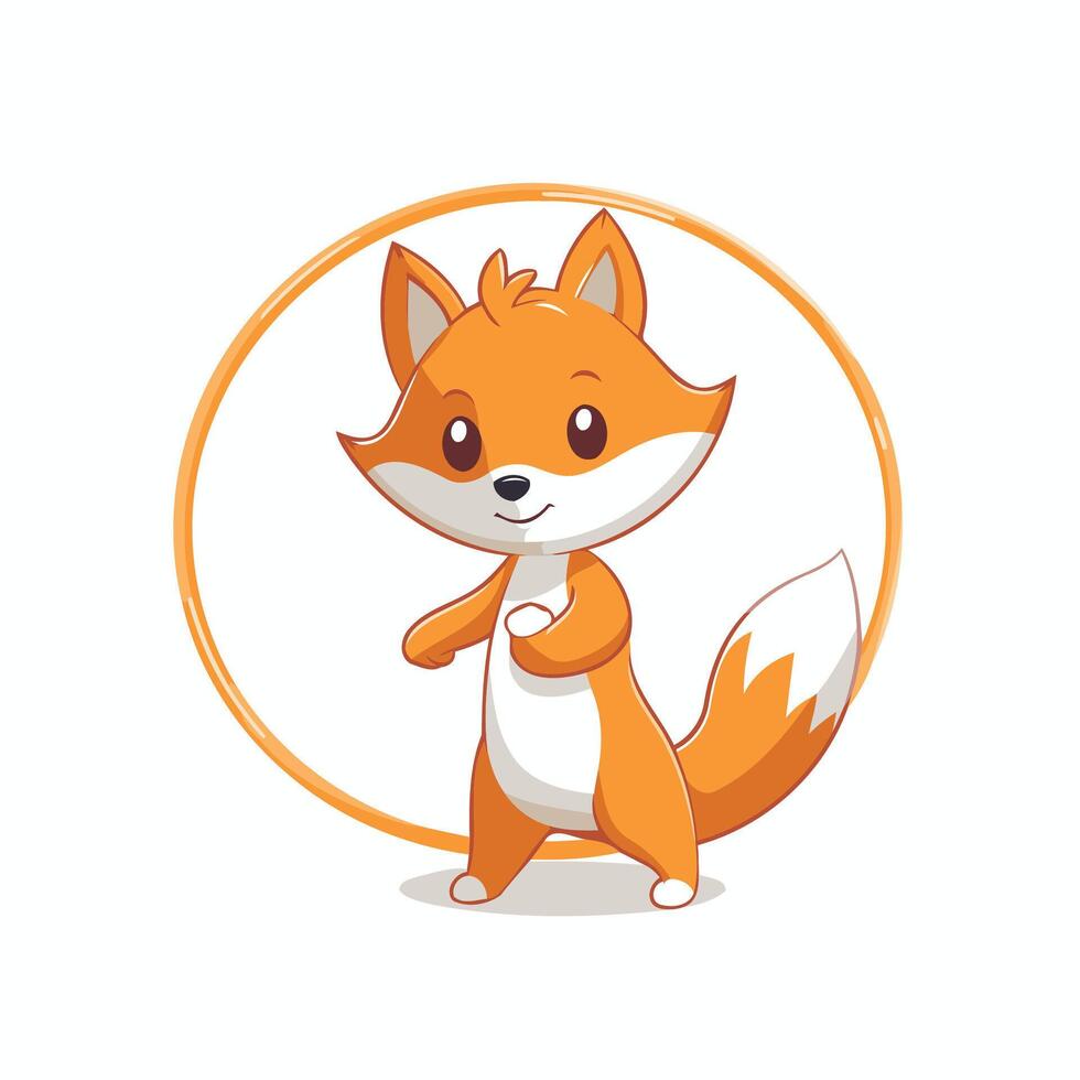 Cute fox cartoon character illustration isolated on white background vector