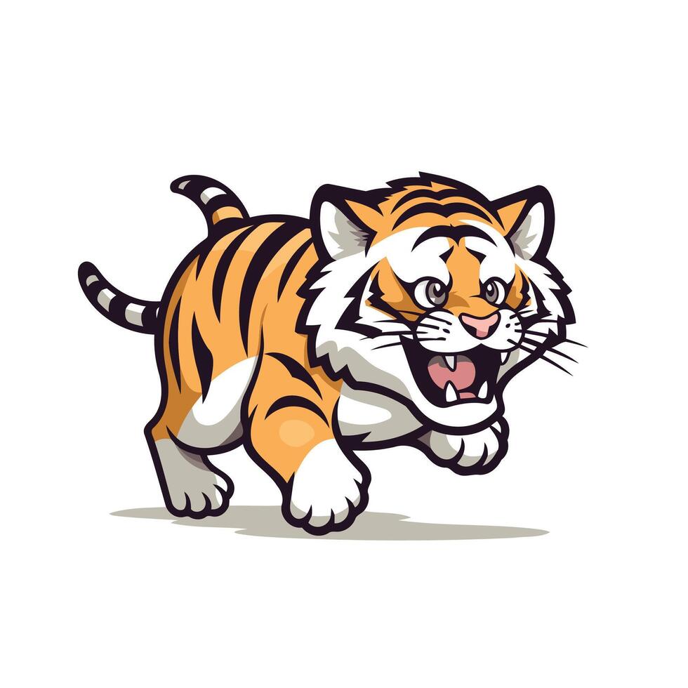Tiger running illustration Isolated on a white background vector