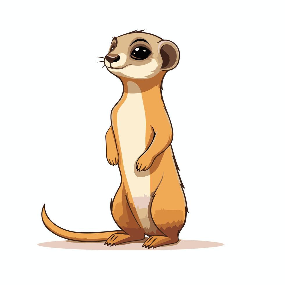 Cute meerkat isolated on white background illustration vector