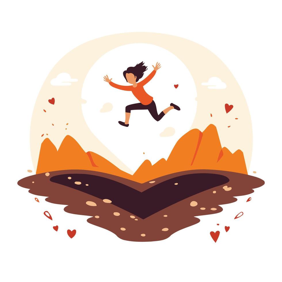 Happy man jumping in the park illustration in flat style vector