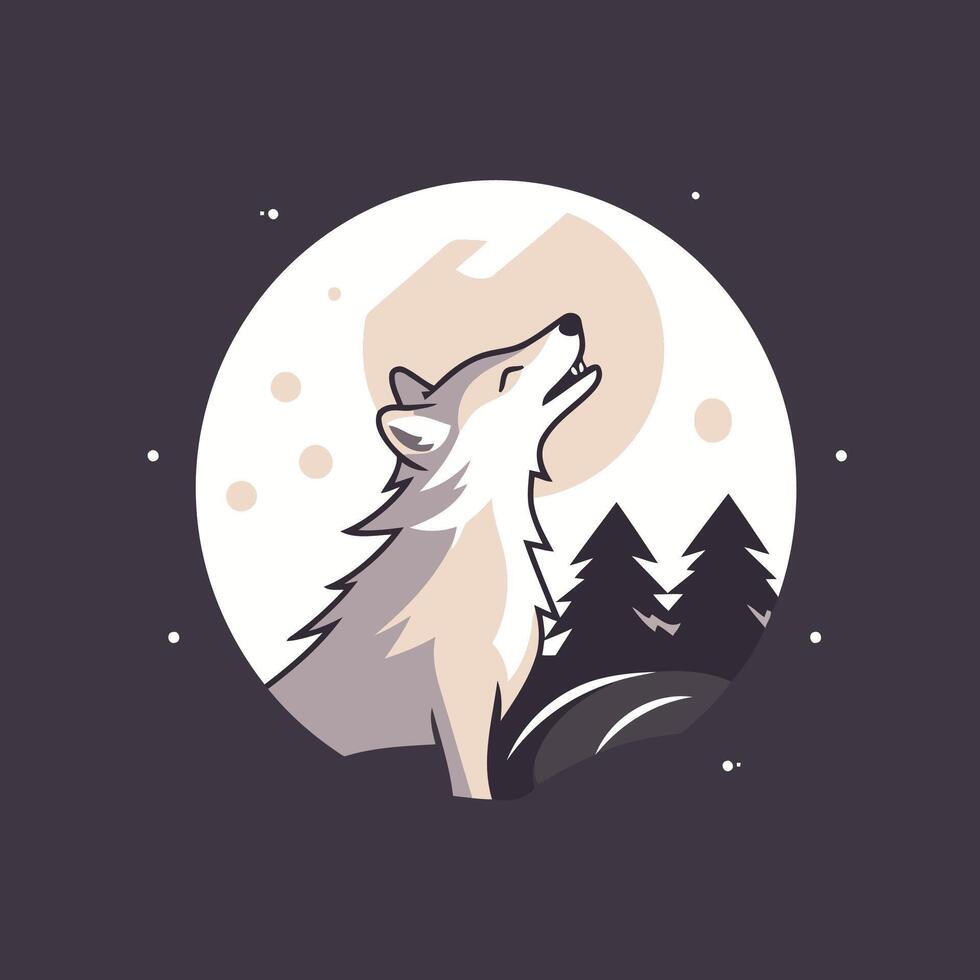 illustration of a wolf in the moonlight Design for t shirt and other uses vector