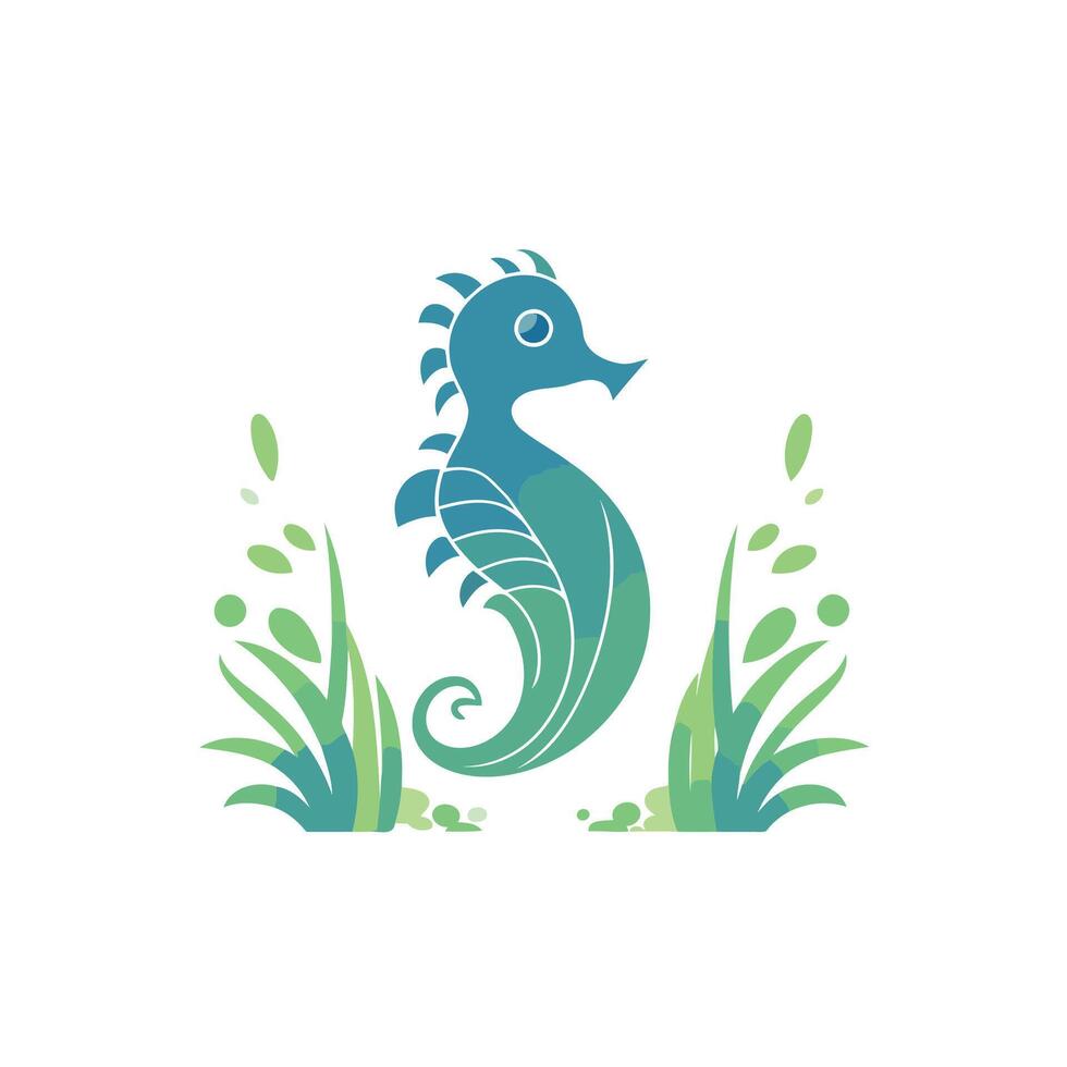 Seahorse logo template Sea life animal logotype vector