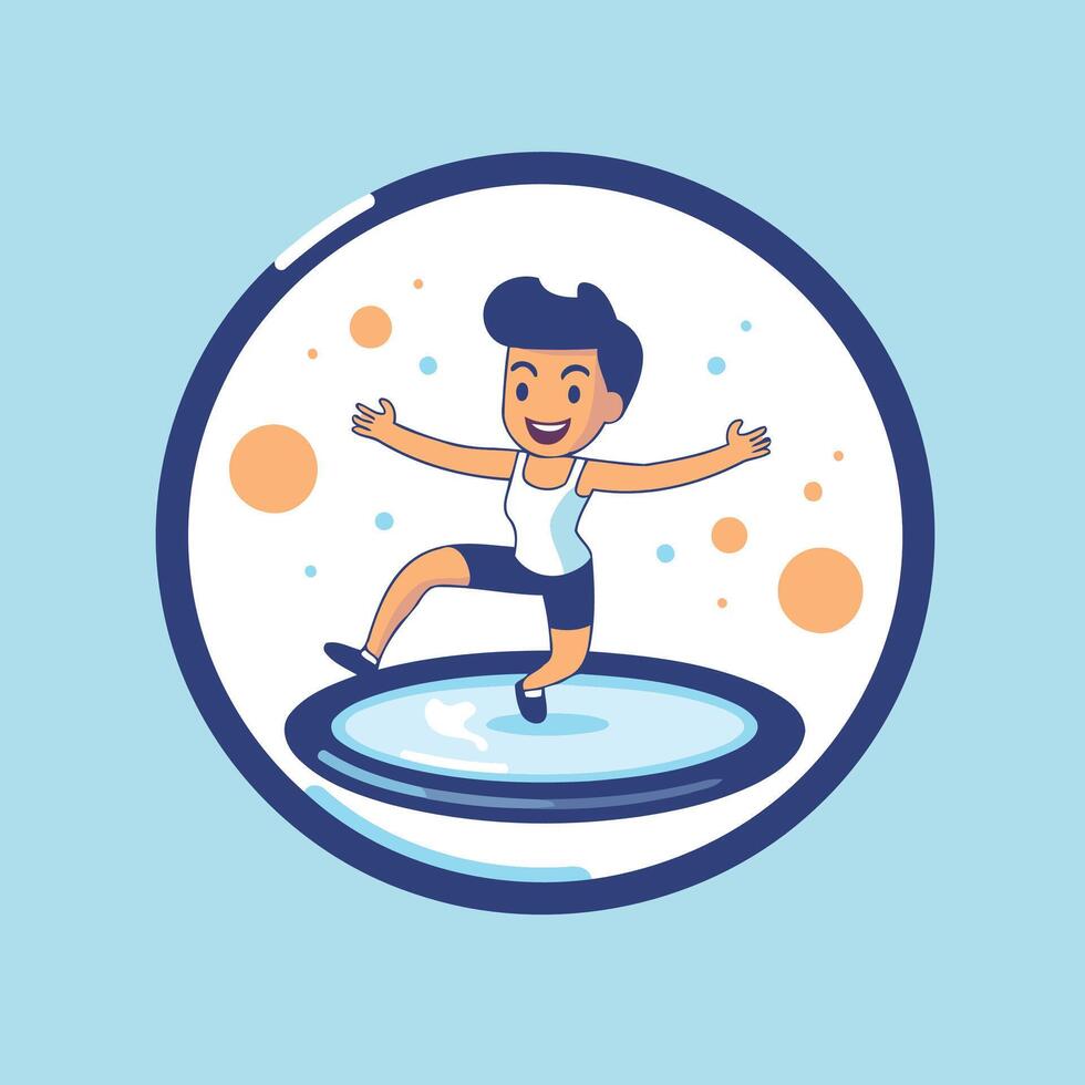 Man jumping in water illustration in a flat design style vector