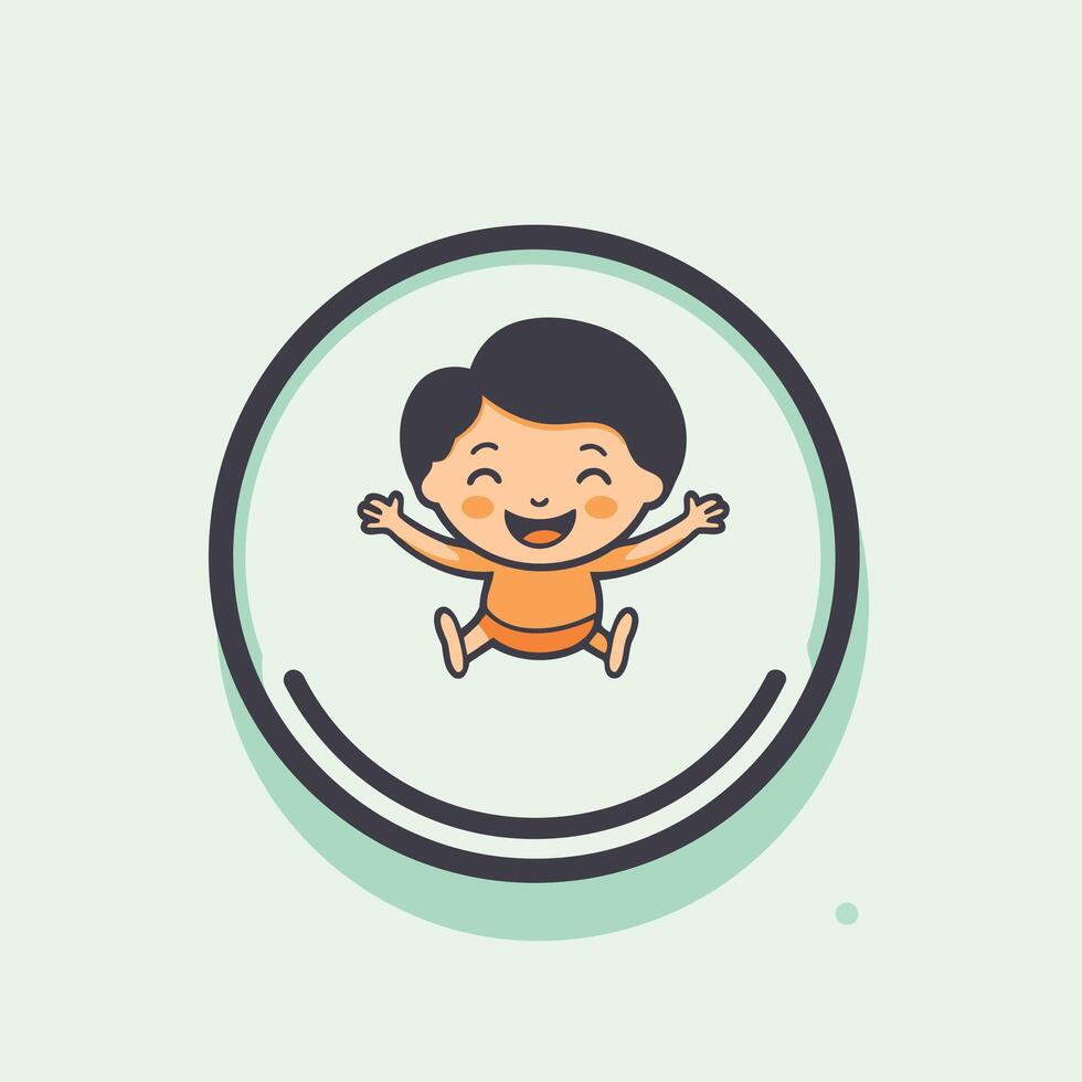 Cute little boy in circle illustration in a flat style vector