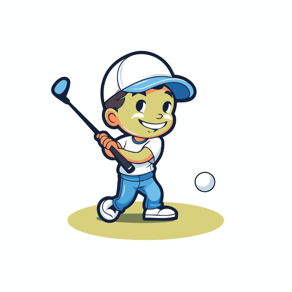 Golfer Boy Cartoon Mascot Character Illustration vector