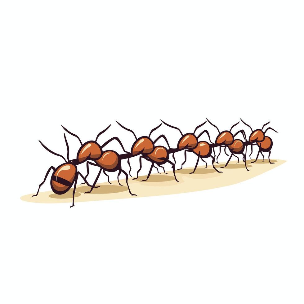 Ants on a white background illustration in cartoon style vector