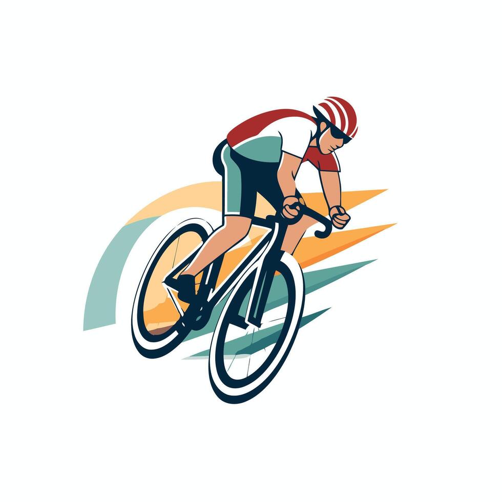 Cyclist illustration isolated on white background Sport and active lifestyle vector