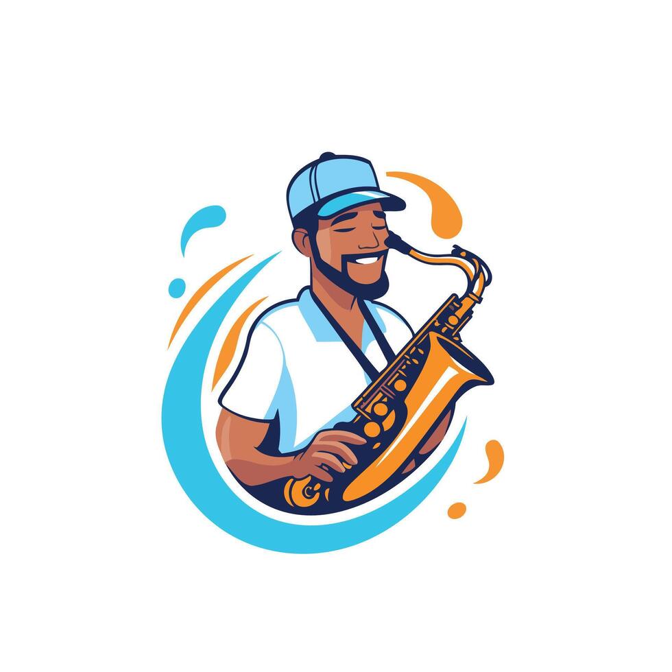Jazz musician with saxophone illustration of a jazz musician playing saxophone vector