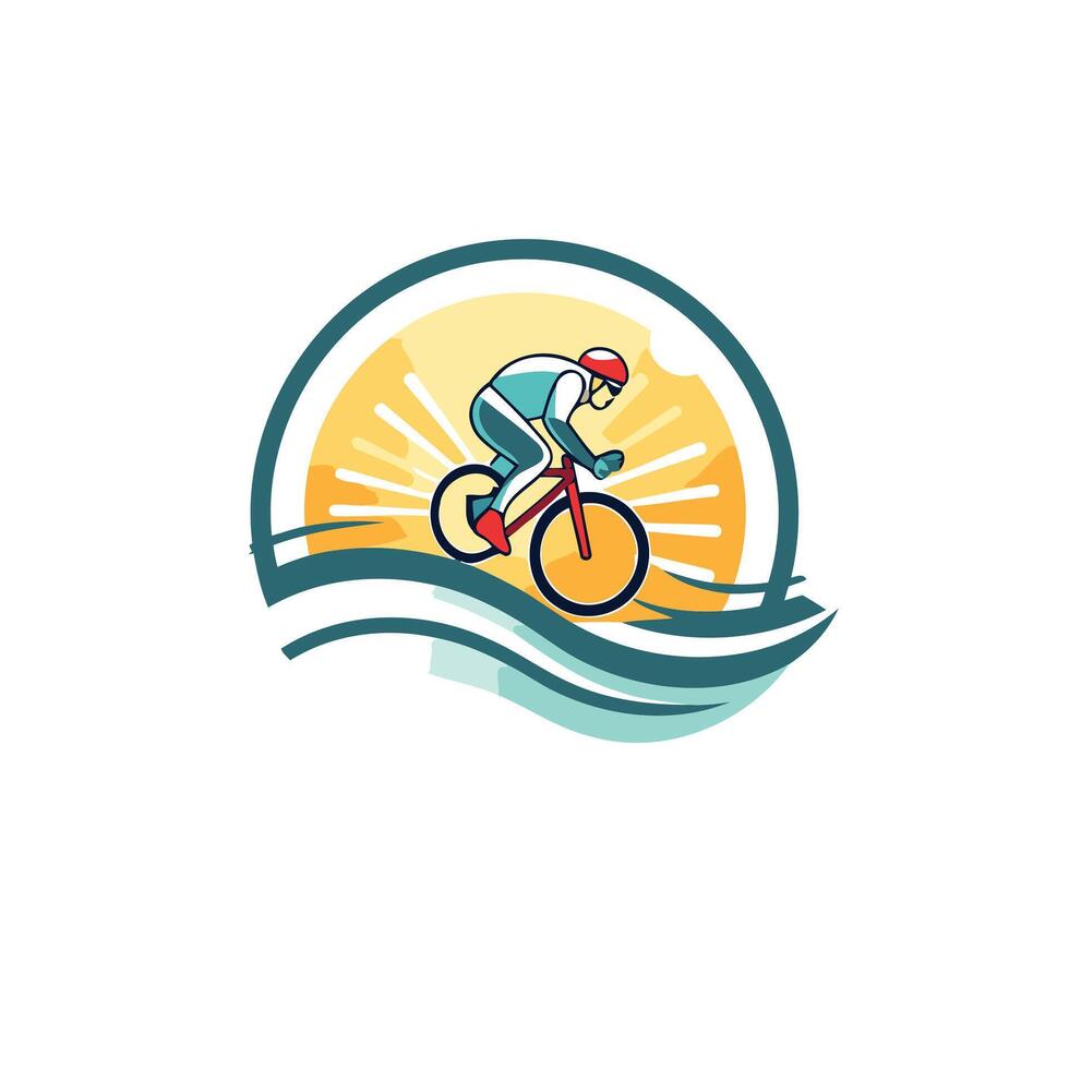 Cyclist logo design template Cyclist riding a bicycle vector