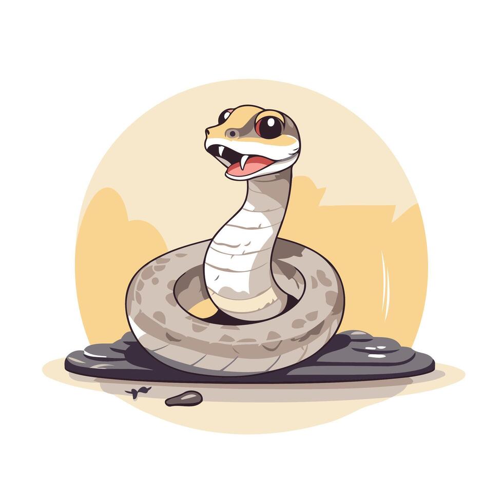 Cute cartoon snake illustration on white background Isolated vector