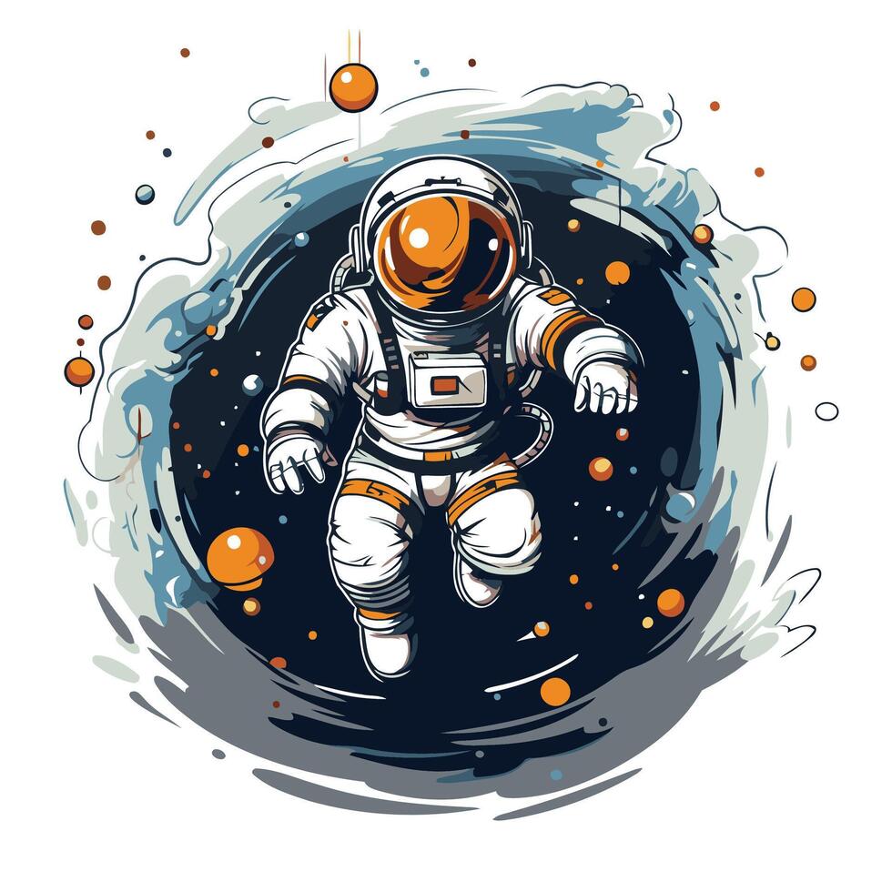 Astronaut in outer space Hand drawn illustration for your design vector