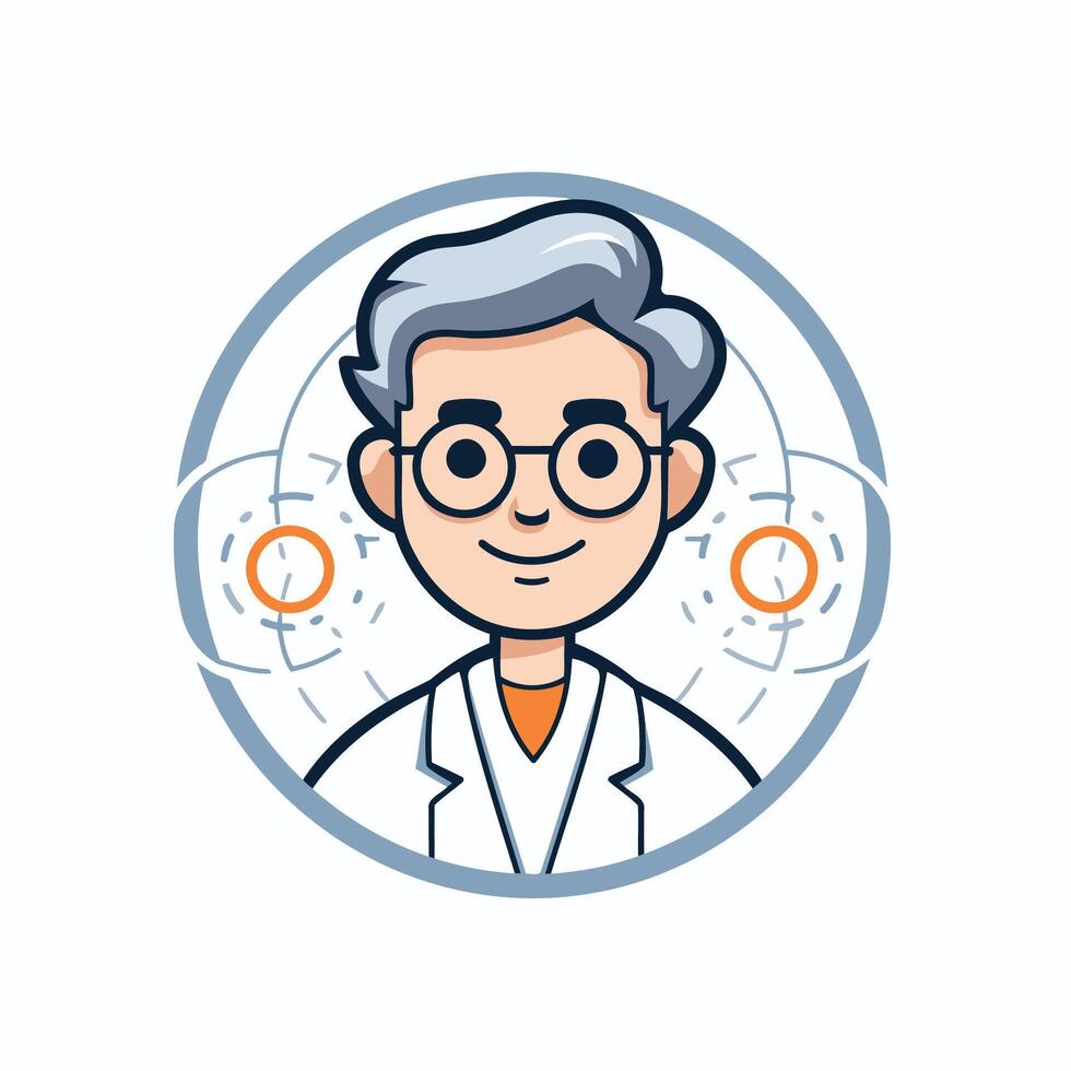 illustration of a doctor in a circle with clock and eye vector