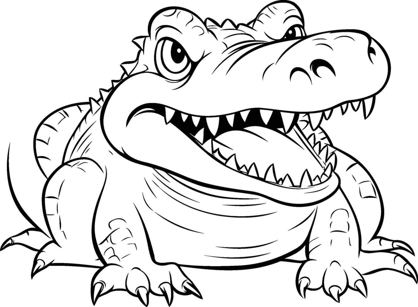 Cartoon crocodile Black and white illustration for coloring book vector