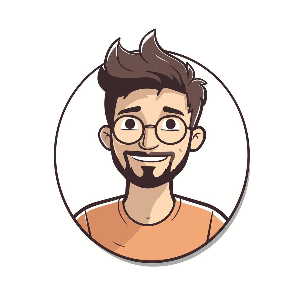 Hipster man with beard and glasses illustration in cartoon style vector