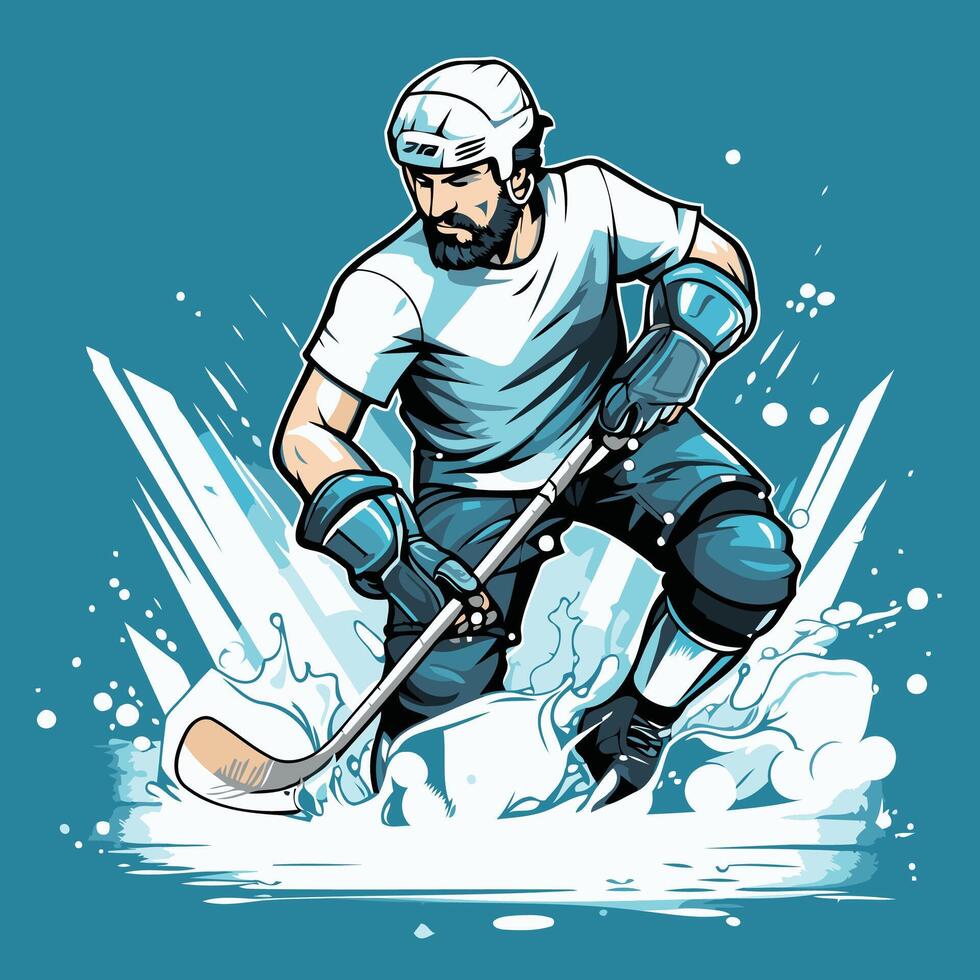 Ice hockey player illustration of ice hockey player in action vector