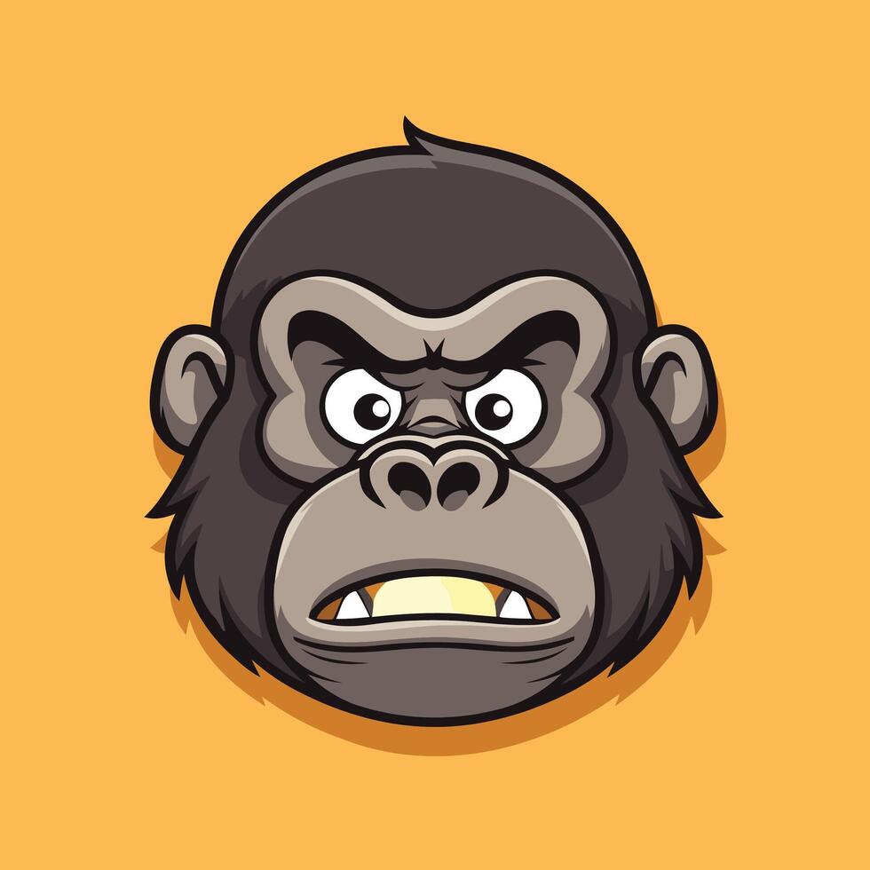 Chimpanzee head illustration Angry gorilla cartoon character vector