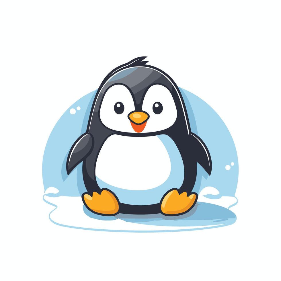 Cute cartoon penguin illustration isolated on white background vector