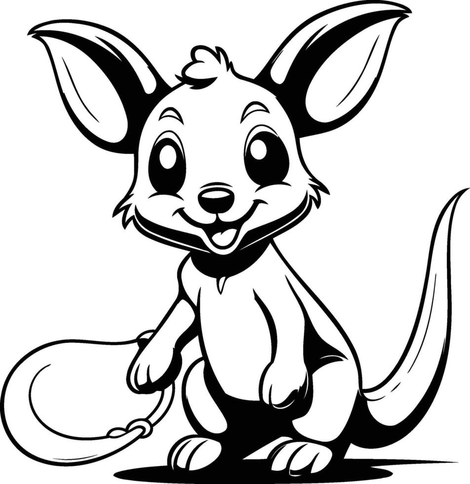 Kangaroo black and white illustration for coloring book vector