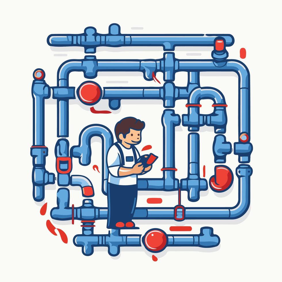 Plumber Plumbing concept illustration in flat style vector