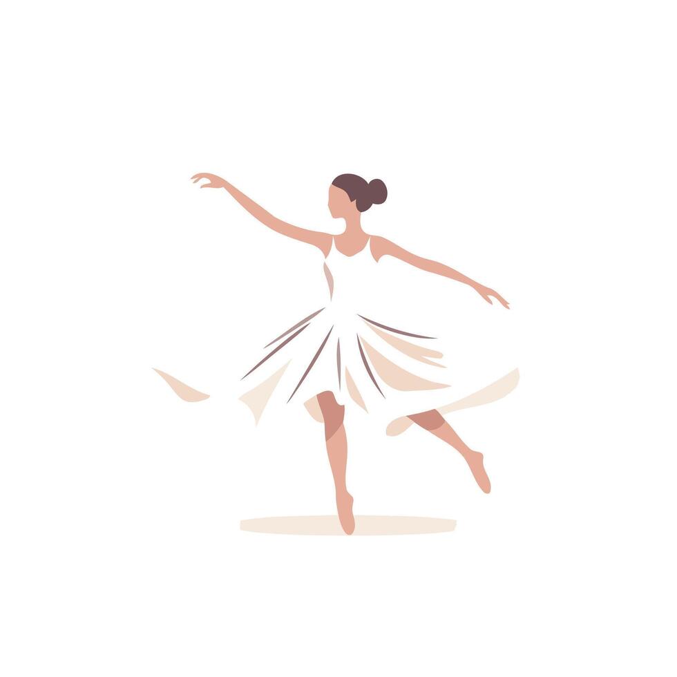 Ballet dancer in white dress isolated flat illustration on white background vector
