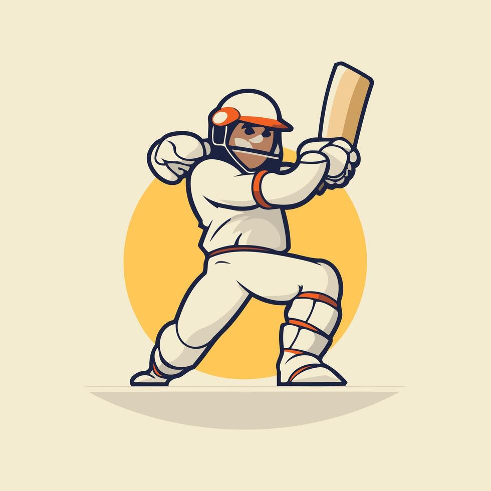 Cricket player with bat and ball cartoon illustration vector