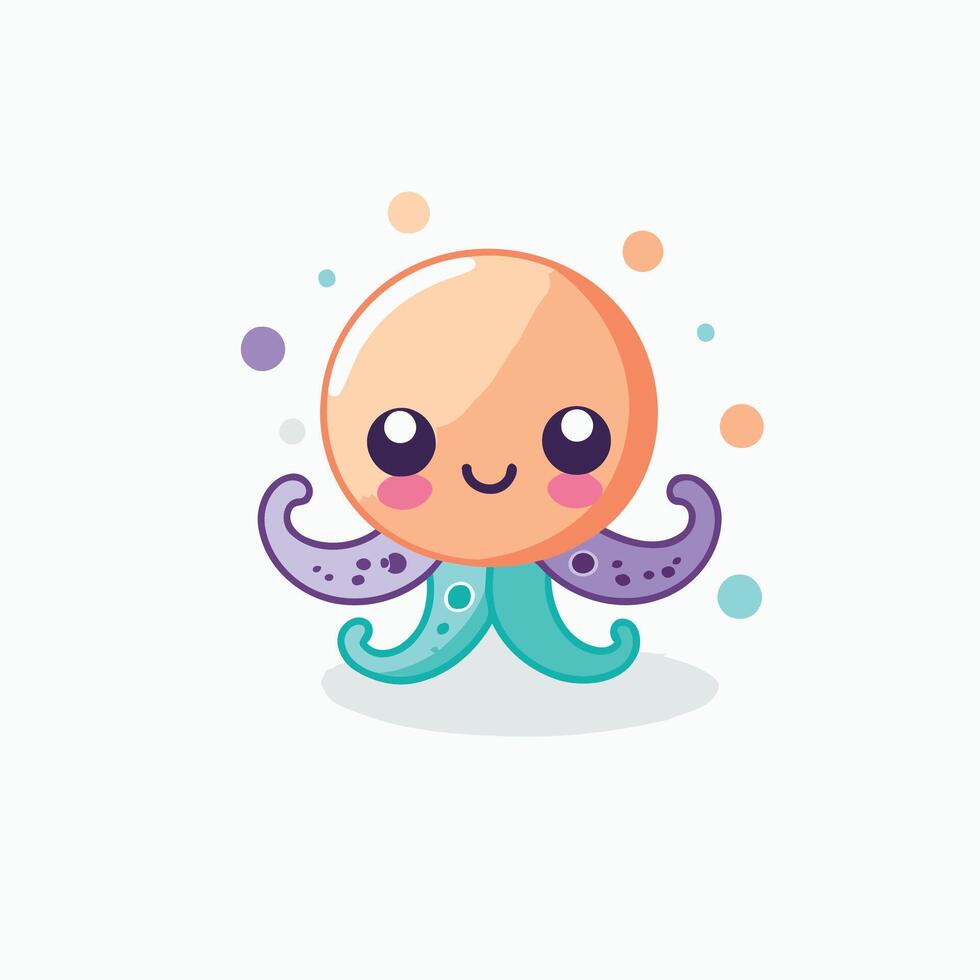 Cute octopus icon flat cartoon illustration Isolated on white background vector