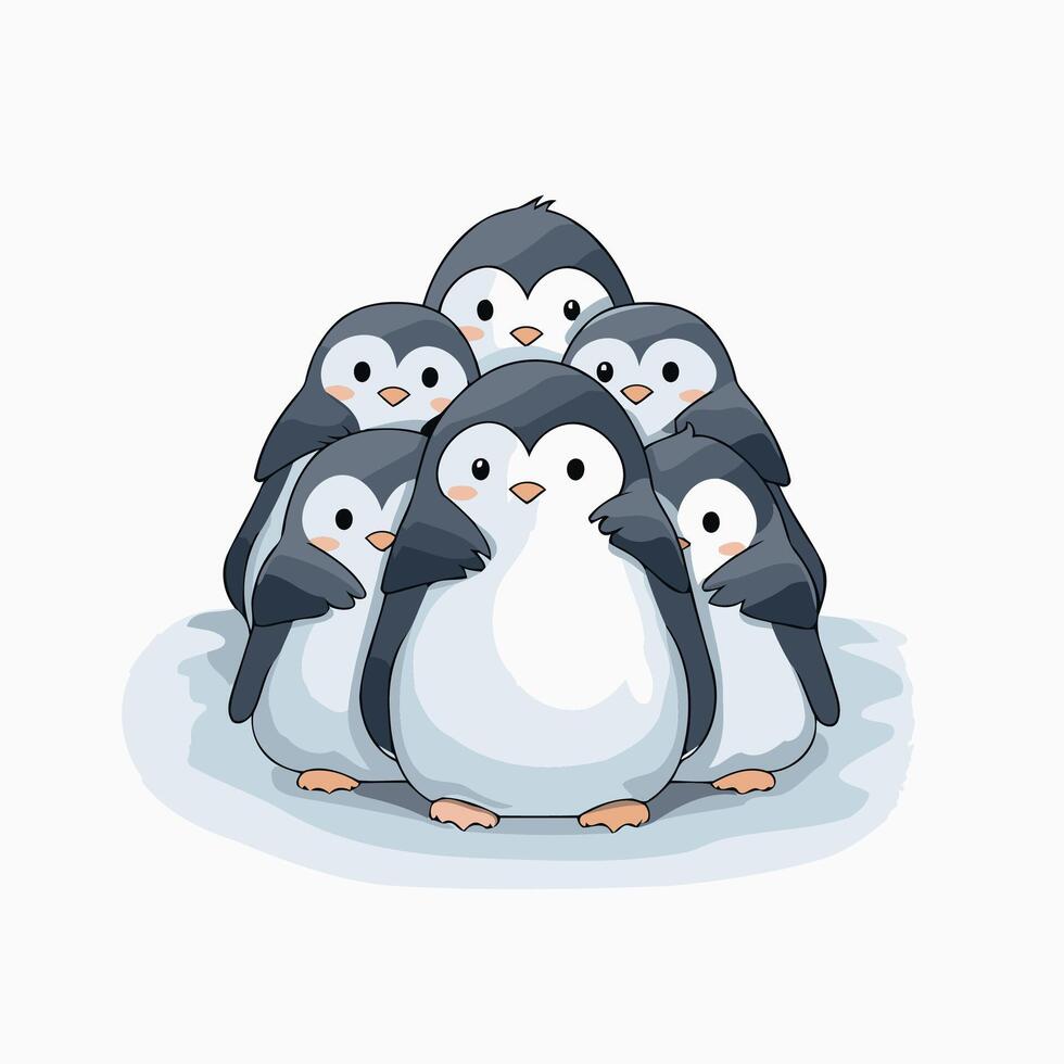 Cute penguins illustration of a group of penguins vector